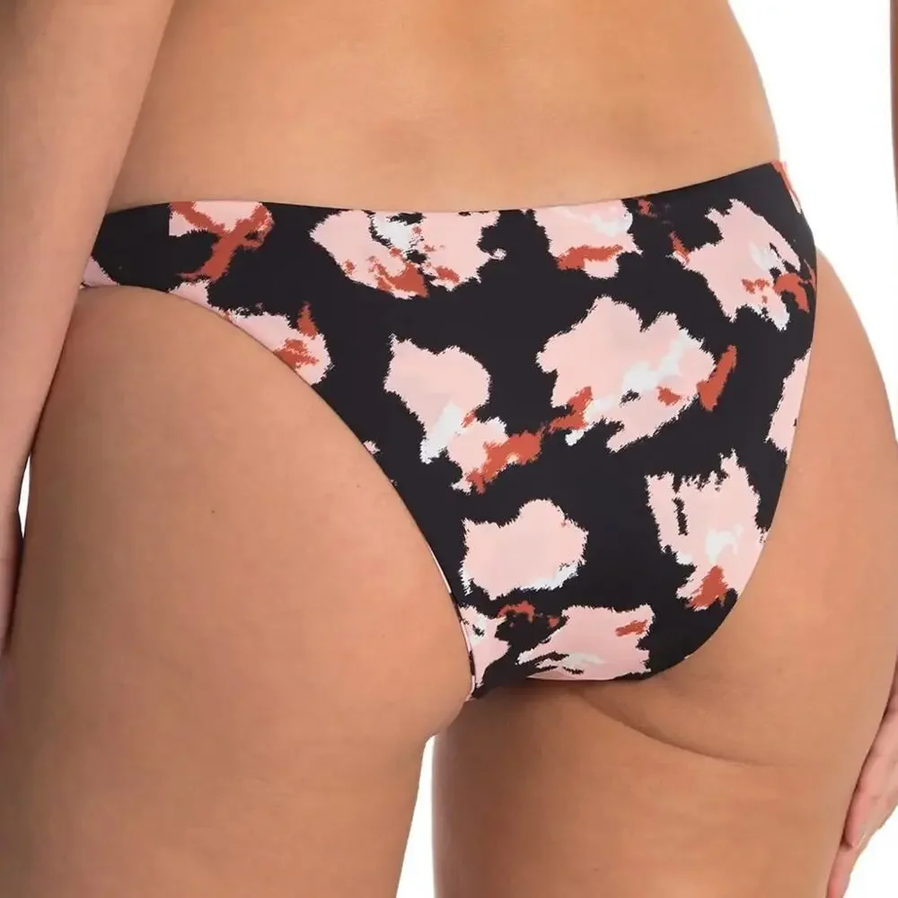 THE BIKINI LAB Women's Black/Pink Feline Fine Reversible Bikini Swim Bottom sz M